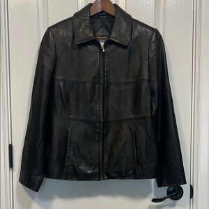 Valerie Stevens Black Lambskin Leather Zip Jacket